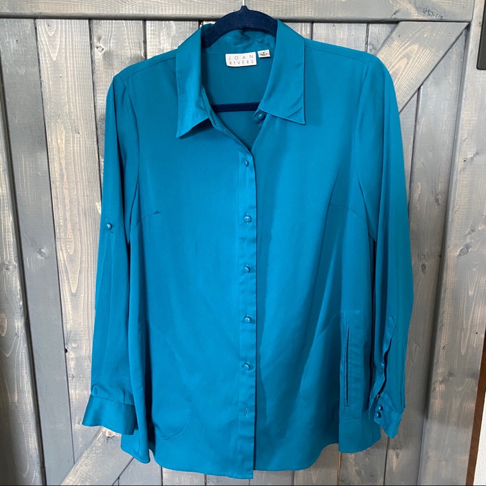 Joan Rivers Royal Blue Silky Blouse